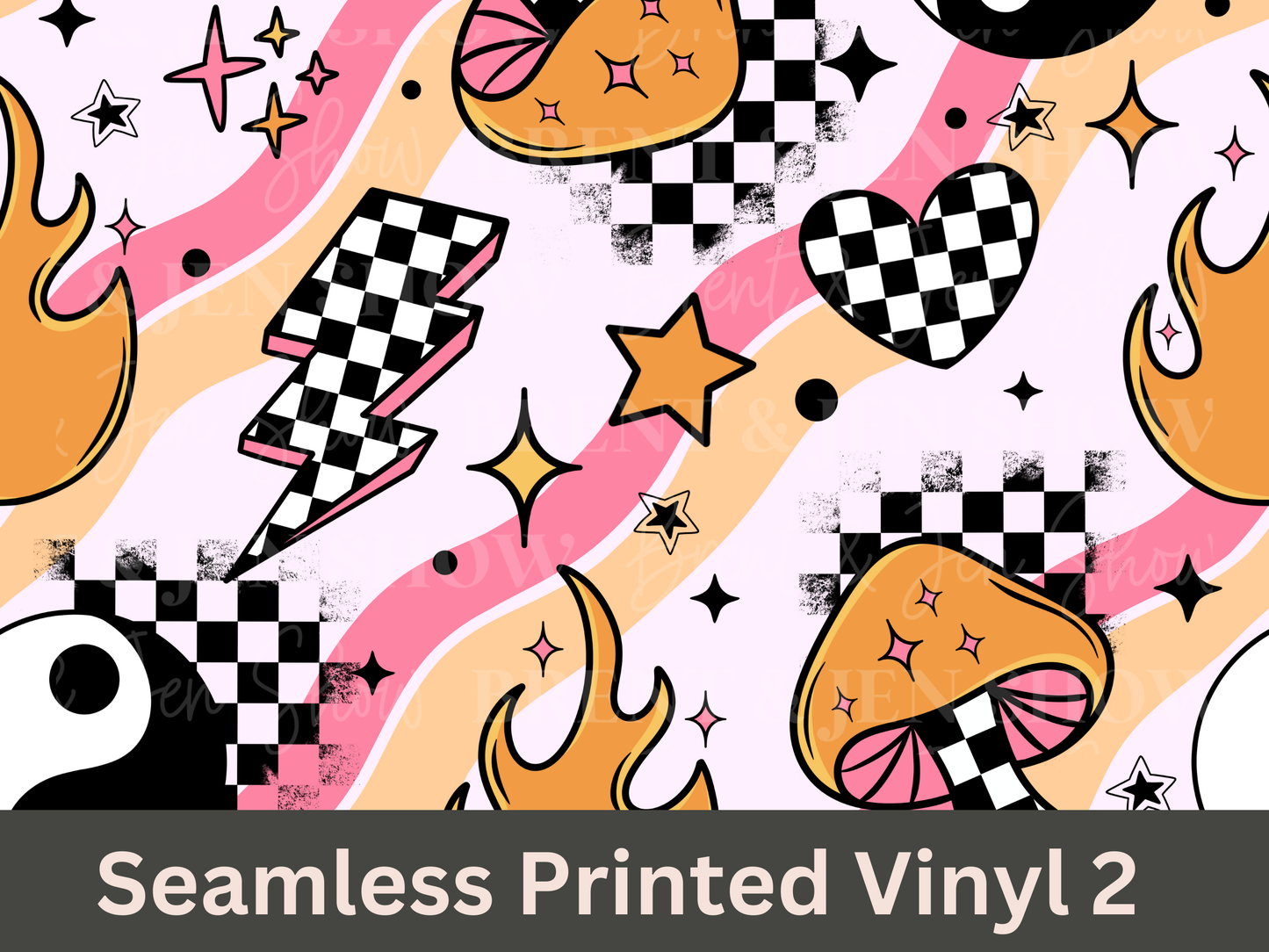 Checker Doodles Seamless Printed Vinyl Pattern