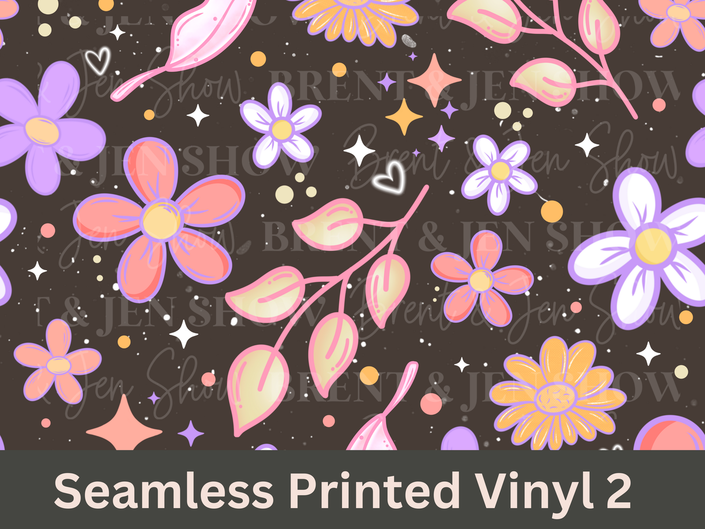 Colorful Florals Seamless Printed Vinyl Pattern