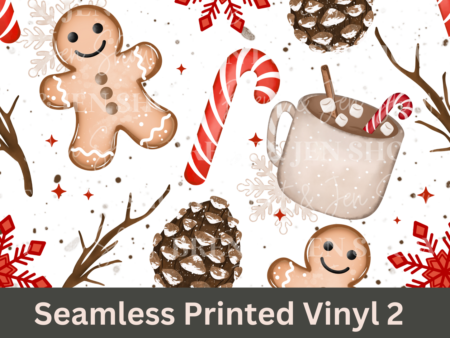 Christmas Things Seamless 1 Printed Vinyl Pattern