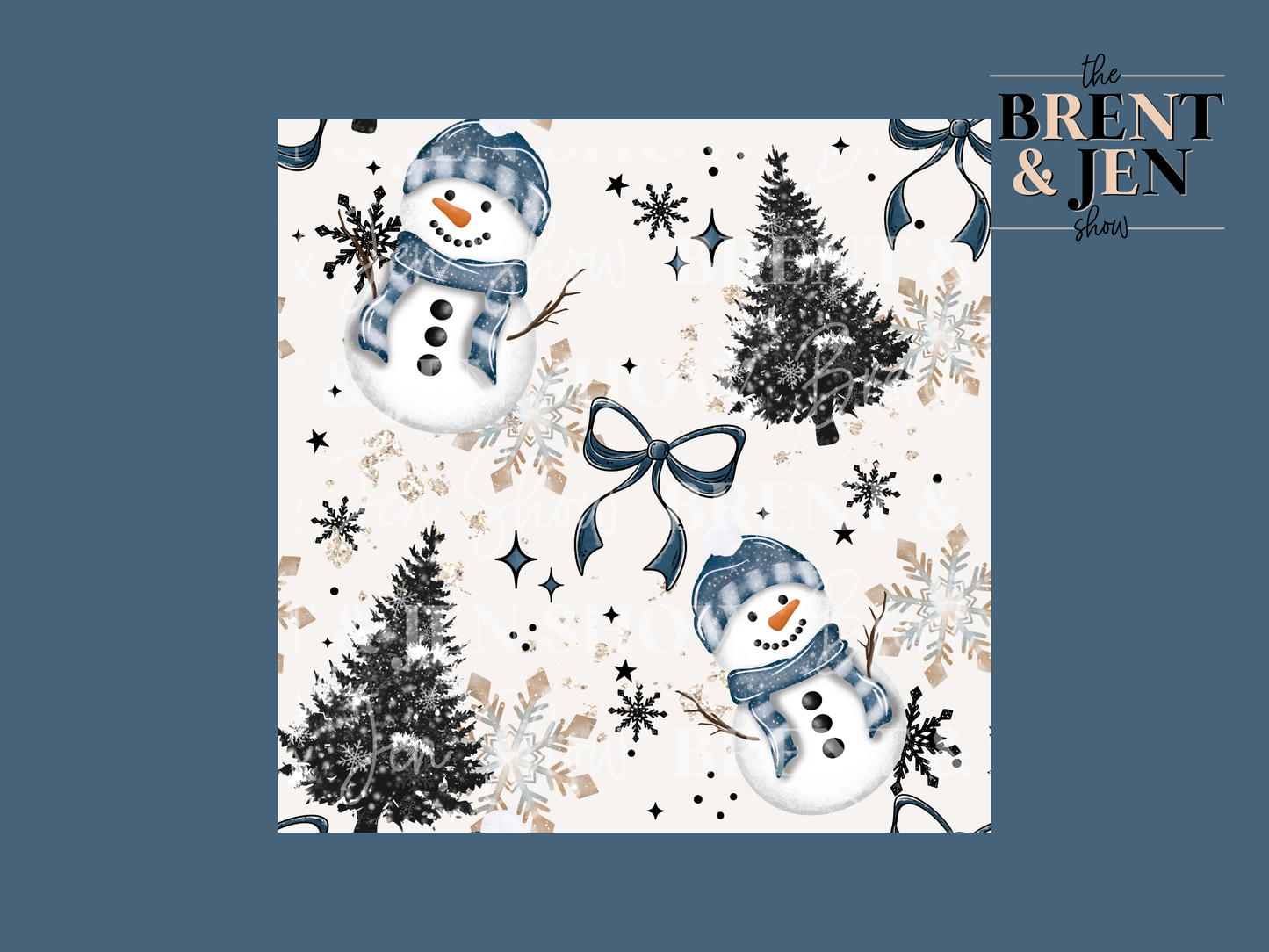 Snowman & Trees Seamless Vinyl Pattern