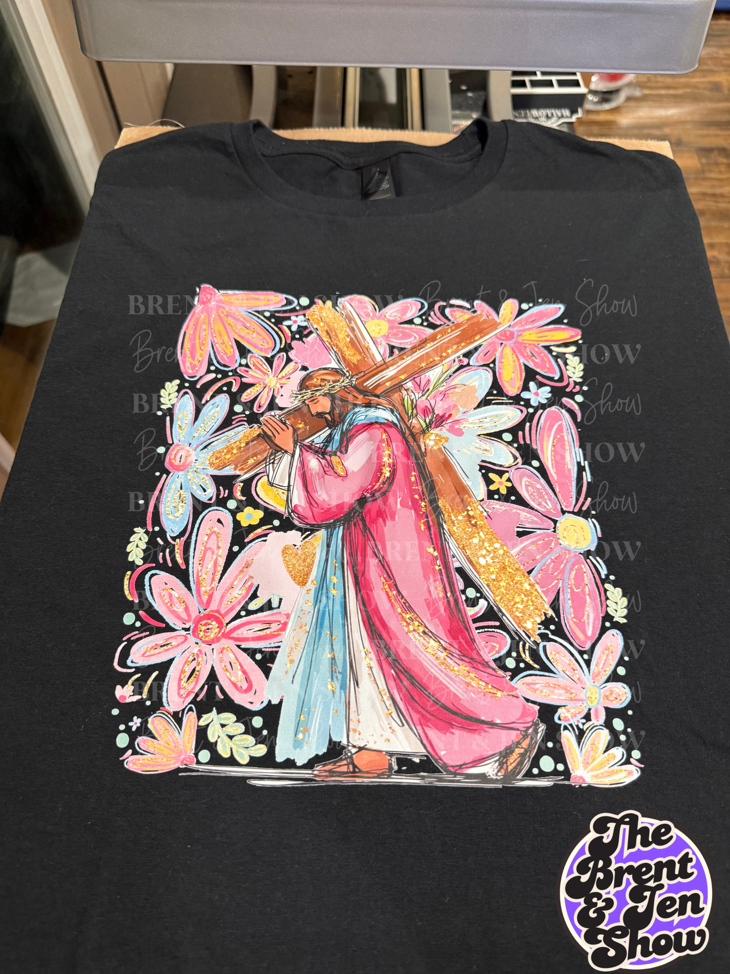 Jesus Floral Carrying Cross T-Shirt