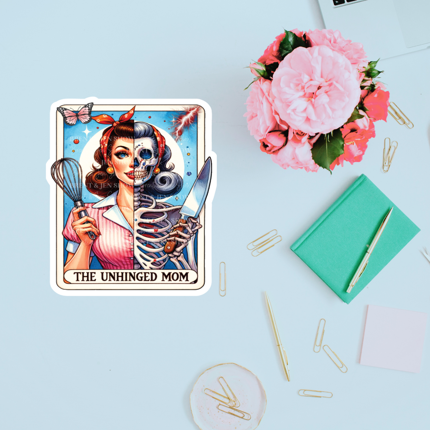 The Unhinged Mom, Tarot Card, Sticker or Car Decal