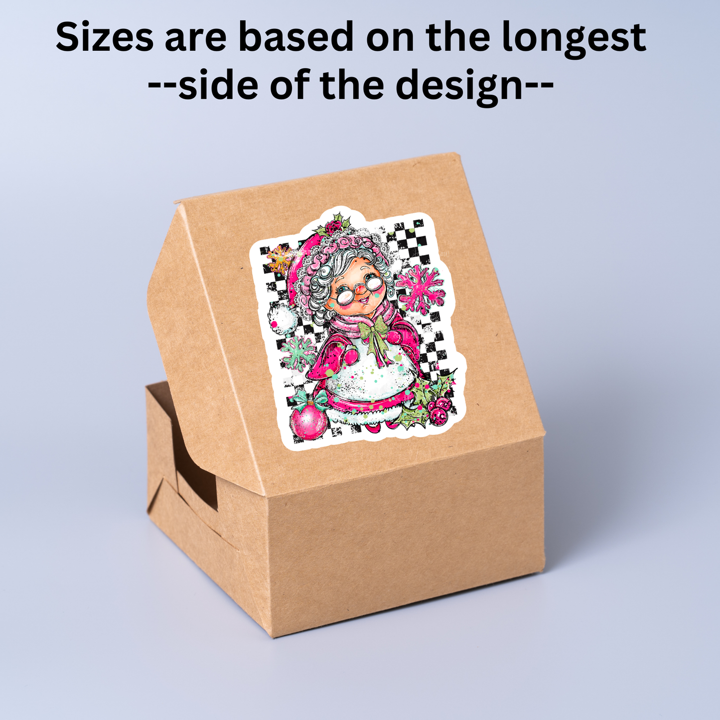 Doodle Mrs. Claus Sticker or Car Decal