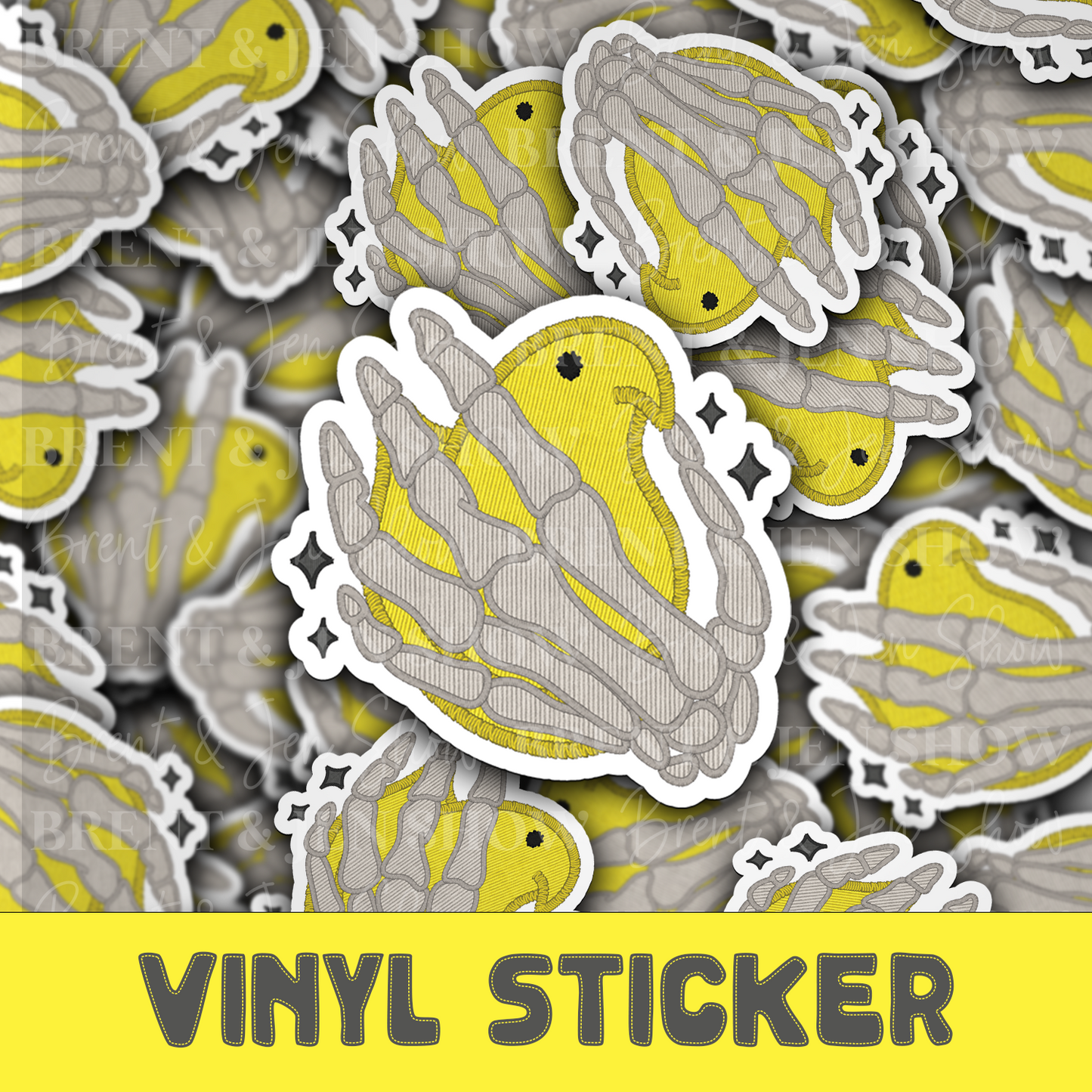 Skellie Holding a Peep Sticker