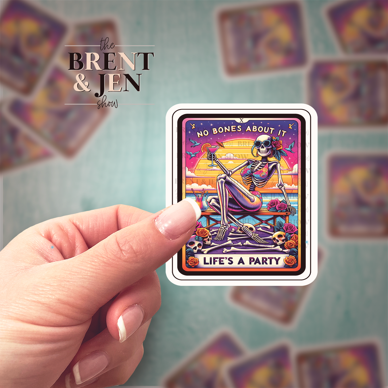 No Bones About It, Life's a Party, Beach Tarot Card Sticker