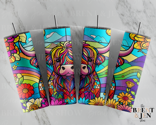 Stained Glass Window Cow Sublimation Tumbler