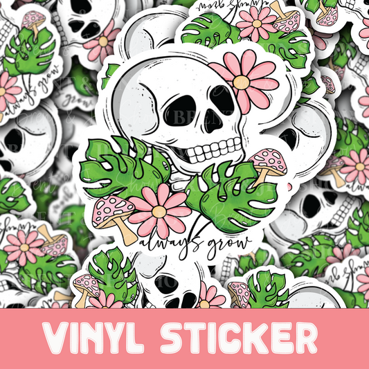 Always Grow, Skull Floral Sticker