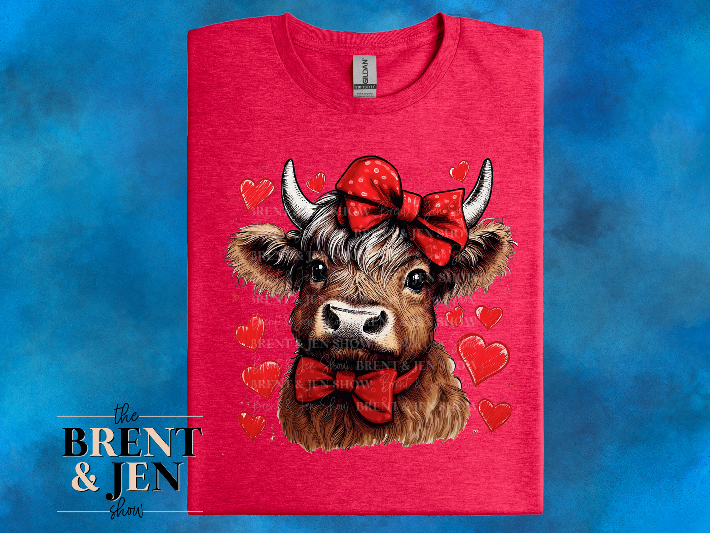 Highland Cow Hearts T-Shirt Template