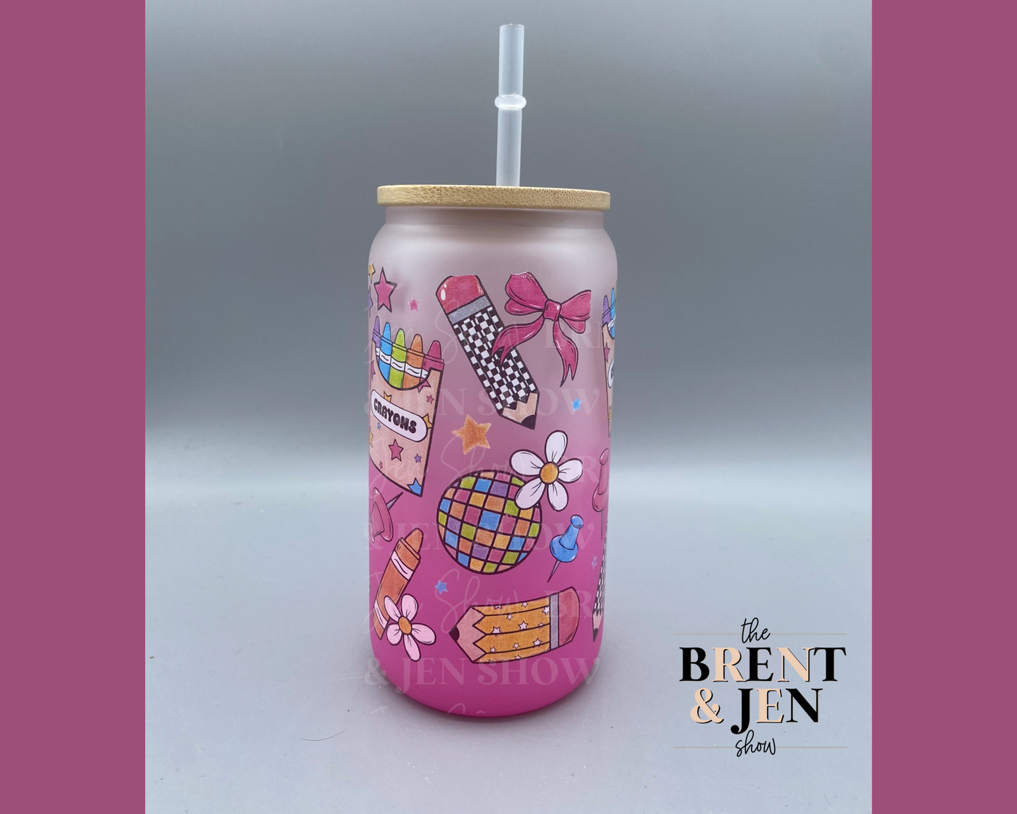 Back to School 16oz Glass Tumbler