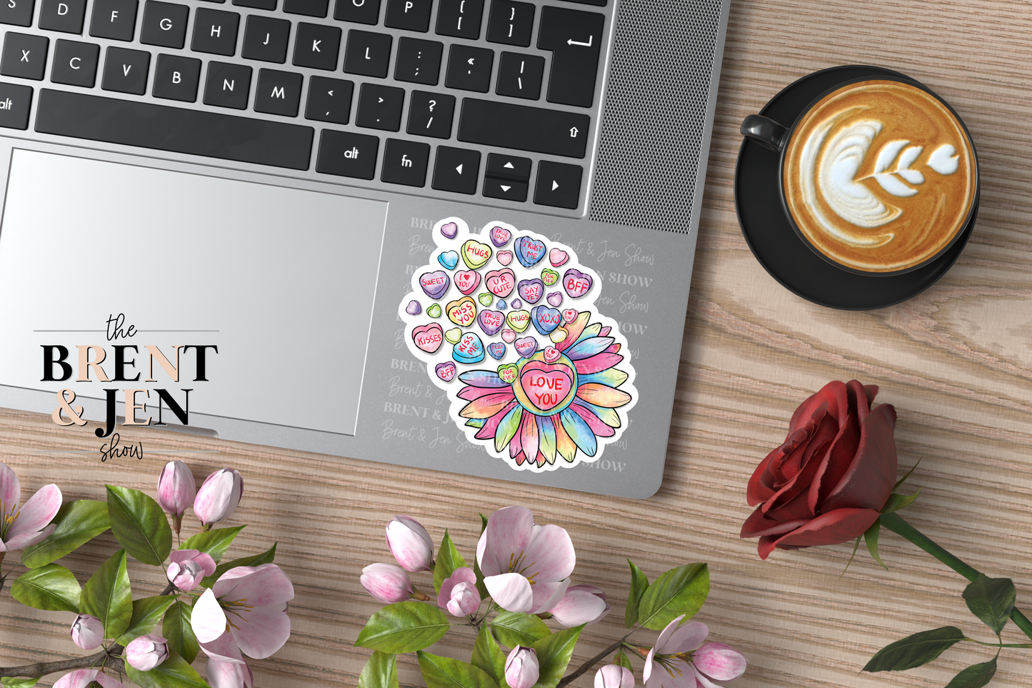 Flower with Heart Candies, Sticker
