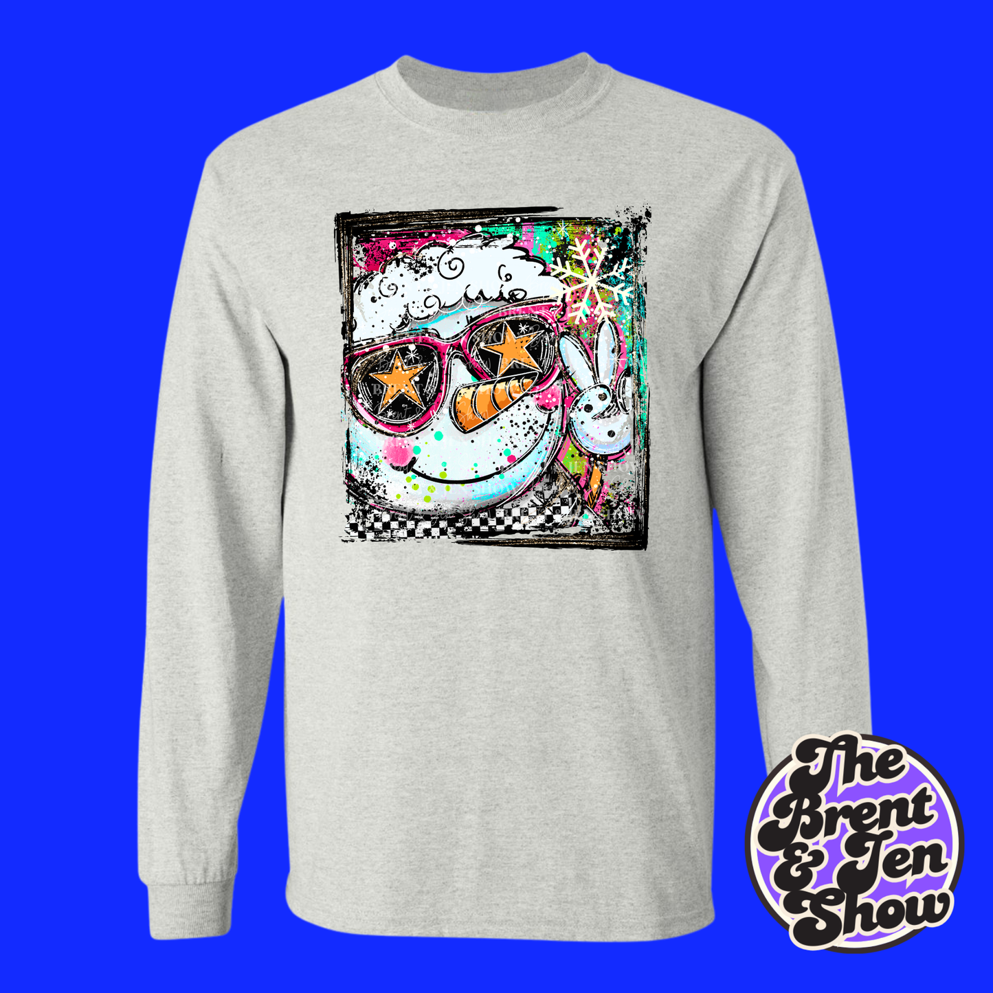Selfie Doodle Snowman Long Sleeve Shirt