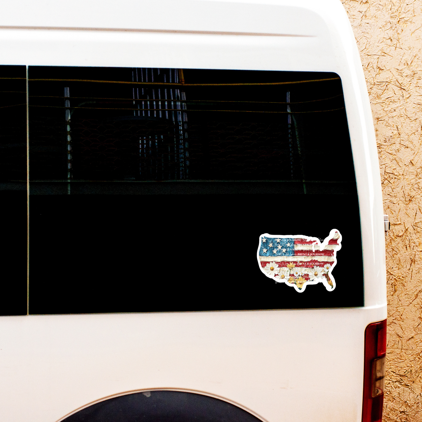 USA Floral Rustic Map, Sticker or Car Decal