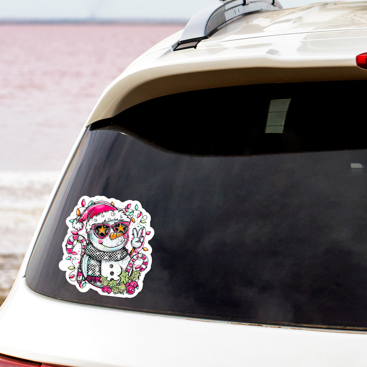 Doodle Snowman Sticker or Car Decal