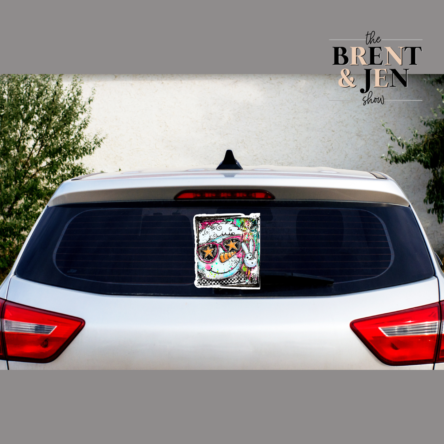 Selfie Snowman Sticker or Car Decal