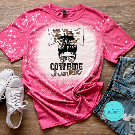 Cowhide Junkie Messy Bun T-Shirt