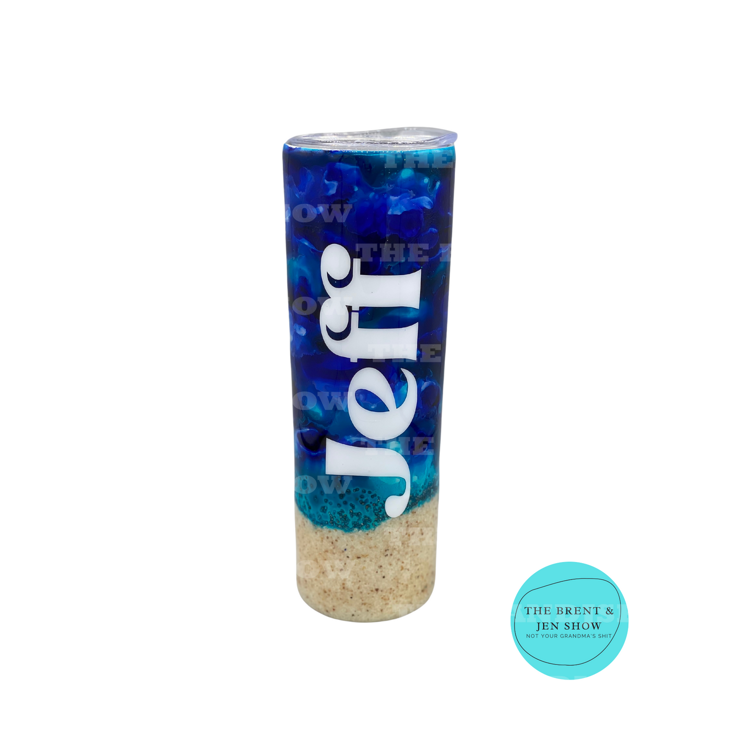 Beach Please Tumbler - Dark Blue with Real Sand