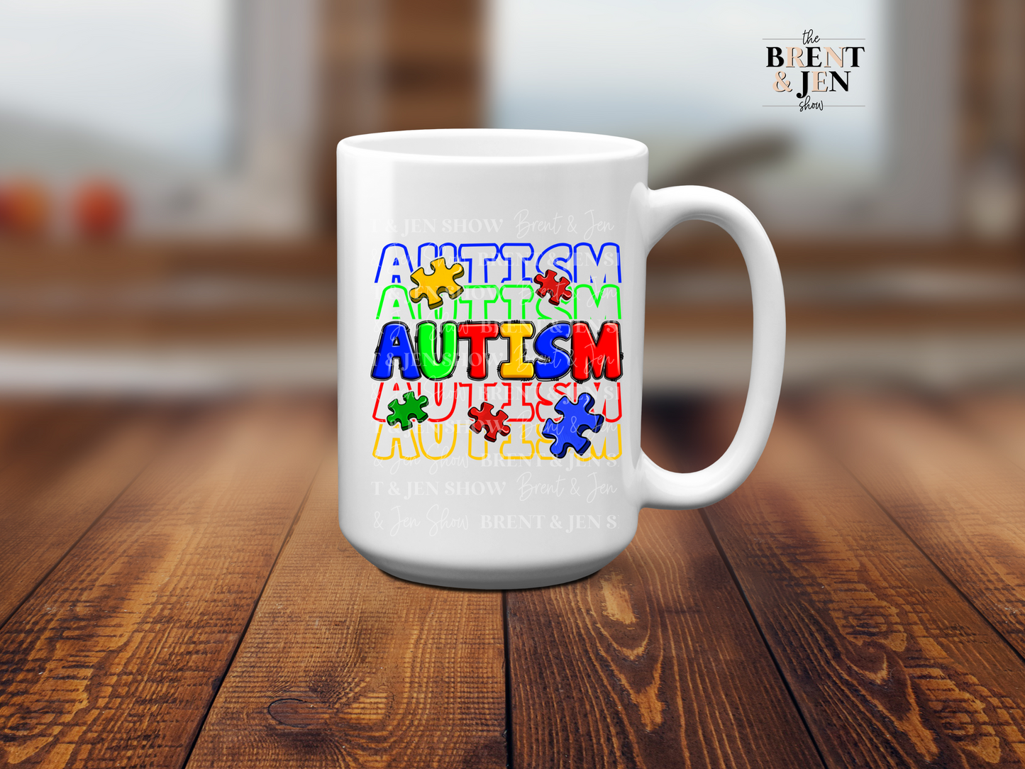 Colorful Autism Stacked with Puzzle Pieces - Ready to Press Sublimation Transfer/Heat Transfer