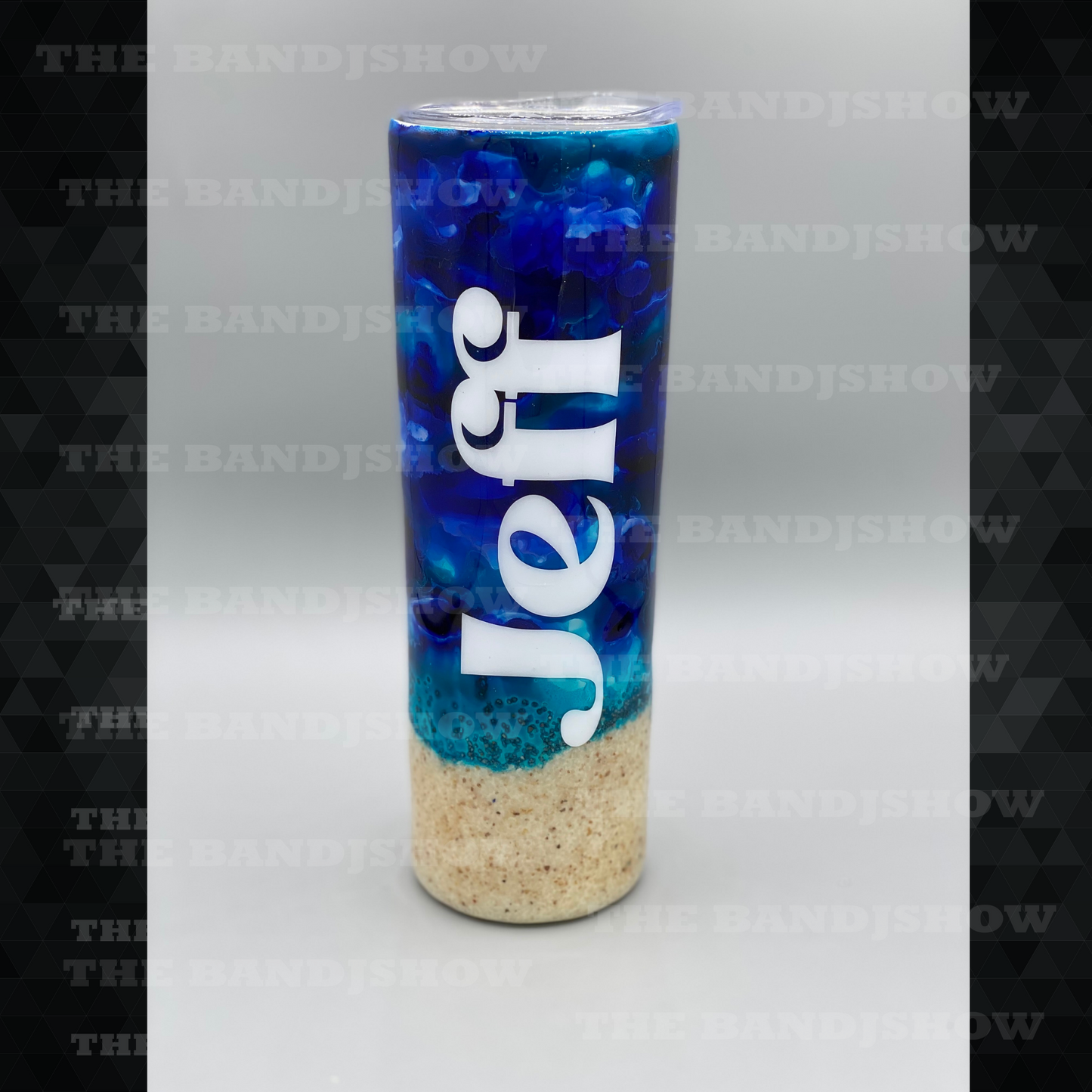 Beach Please Tumbler - Dark Blue with Real Sand