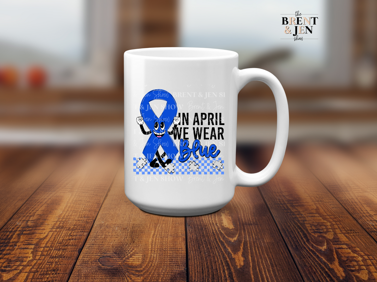 In April We Wear Blue, Cute Autism Ribbon - Ready to Press Sublimation Transfer/Heat Transfer