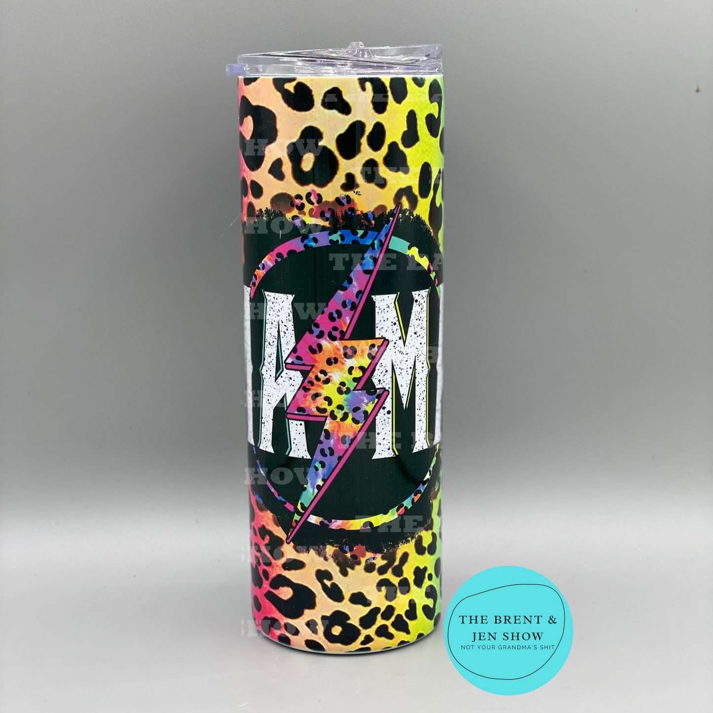 Ready To Ship Mom Life Lightning Bolt Mama Rainbow Leopard Sublimation Tumbler 20oz
