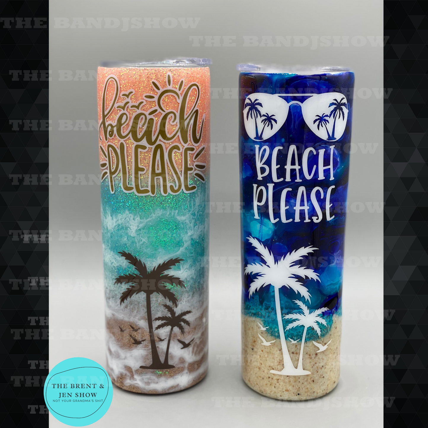 Beach Please Tumbler - Dark Blue with Real Sand