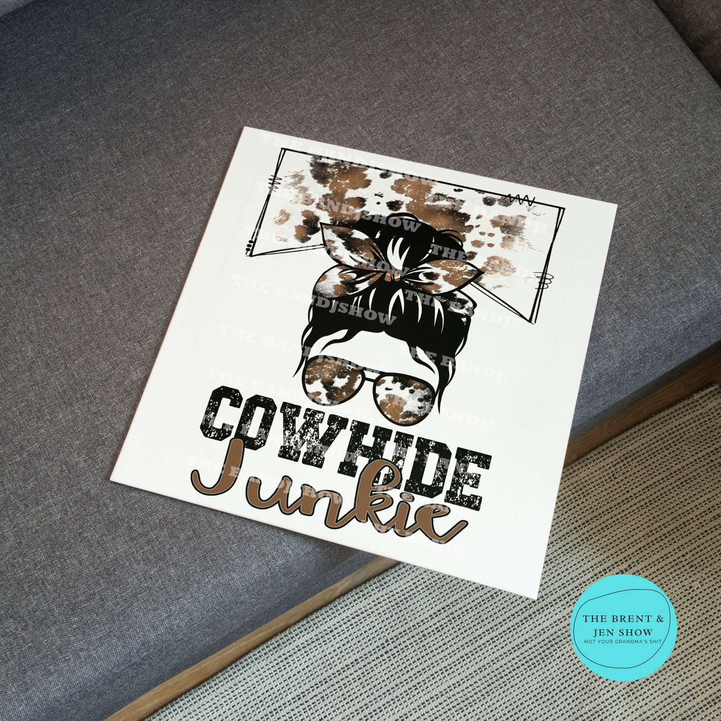 Cowhide Junkie, Messy Bun Mom, Cute Laptop Decal, Die Cut Design, Sticker Decal