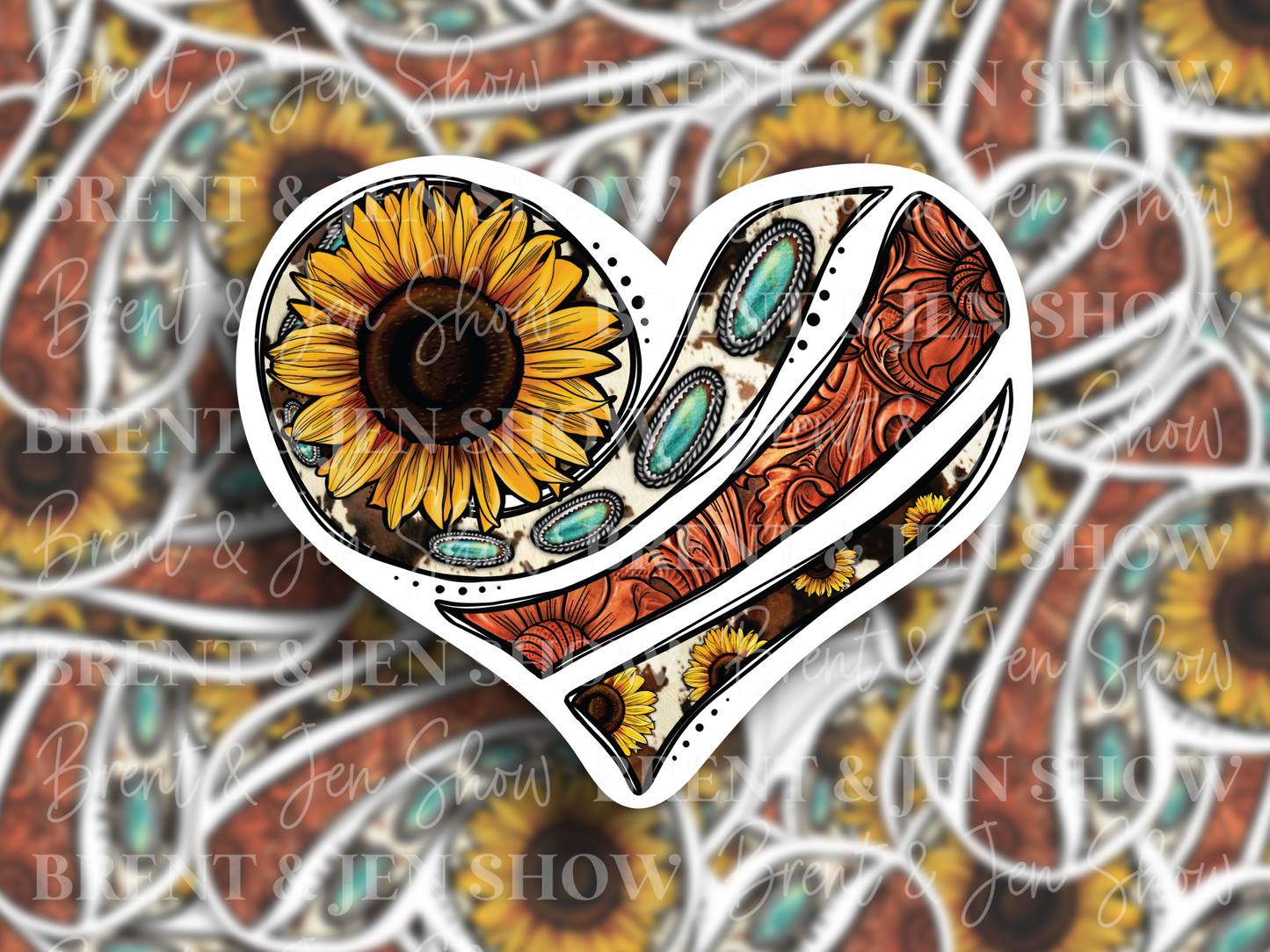 Rustic Sunflower Heart Vinyl Sticker