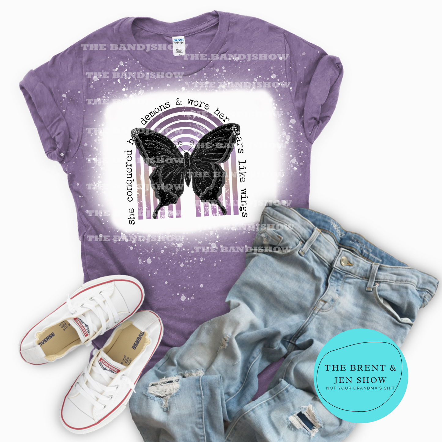 She Conquered Her Demons & Wore Her Scars Like Wings Care T-Shirt