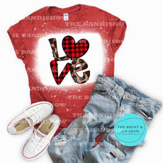 Buffalo Plaid Leopard Love Valentines T-Shirt