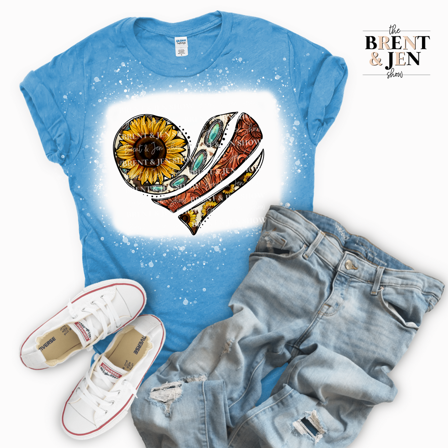 Rustic Sunflower Heart T Shirt
