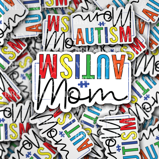 Upside Down Autism Mom Vinyl Sticker