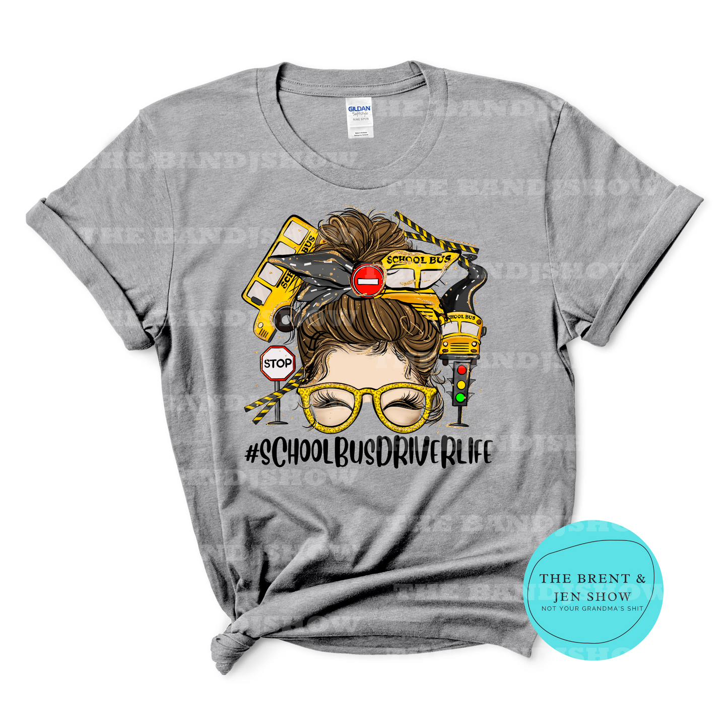 Messy Bun School Bus Driver Life T-Shirt