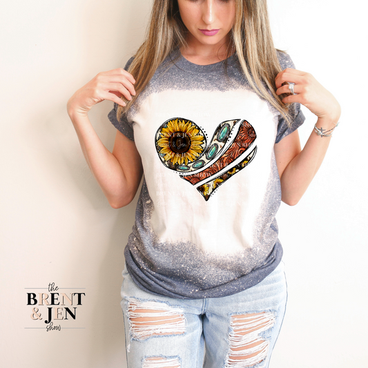 Rustic Sunflower Heart T Shirt