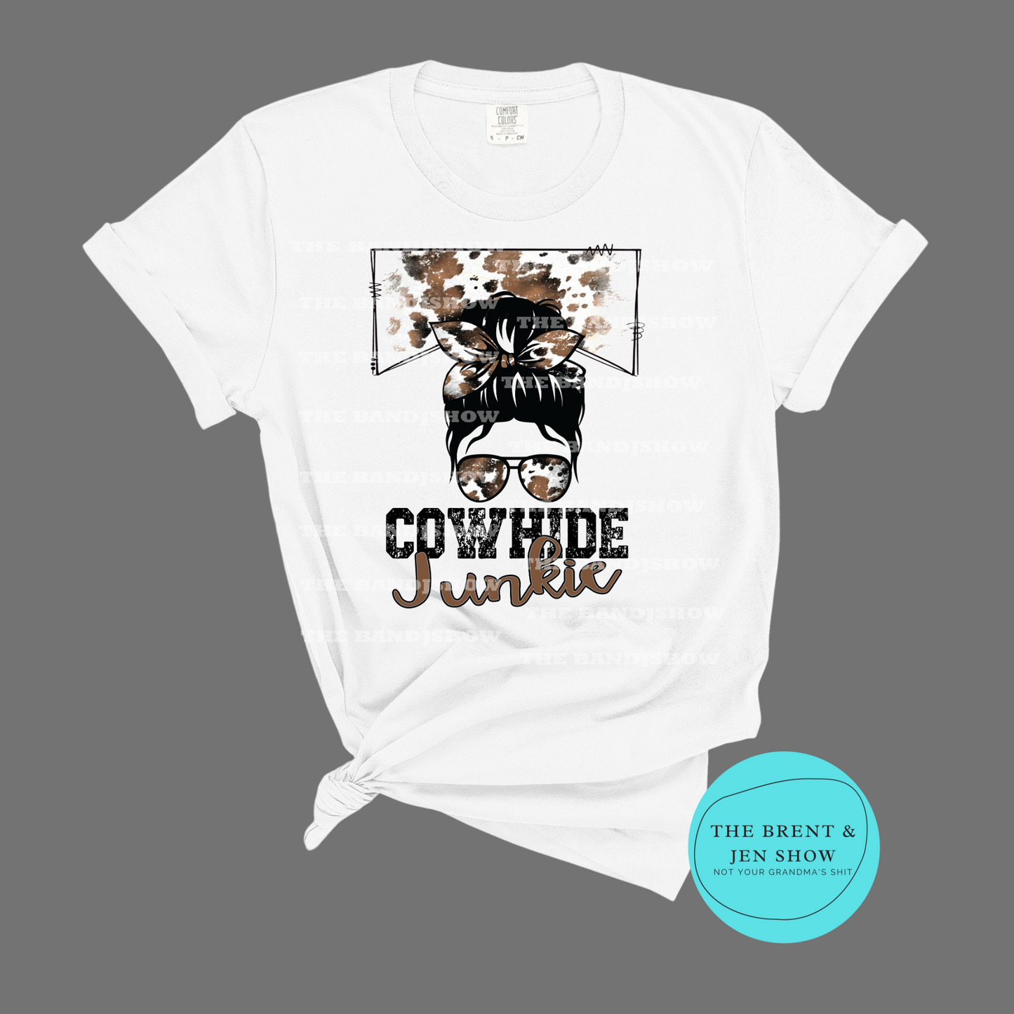 Cowhide Junkie Messy Bun T-Shirt