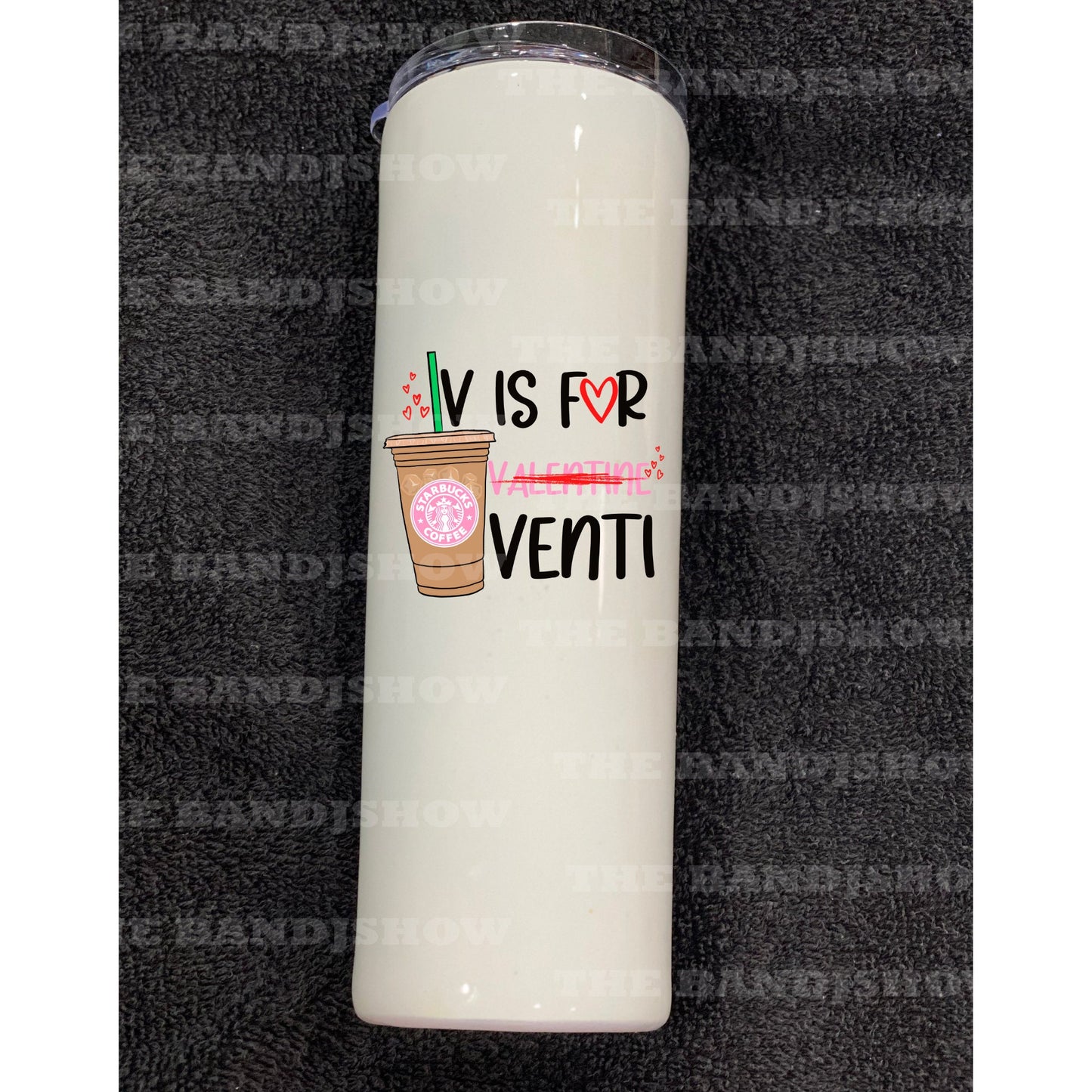 V is For Venti | Coffee, Starbucks, Anti Valentines Decal - Clear Cast Decal for Tumblers, Laptops etc.