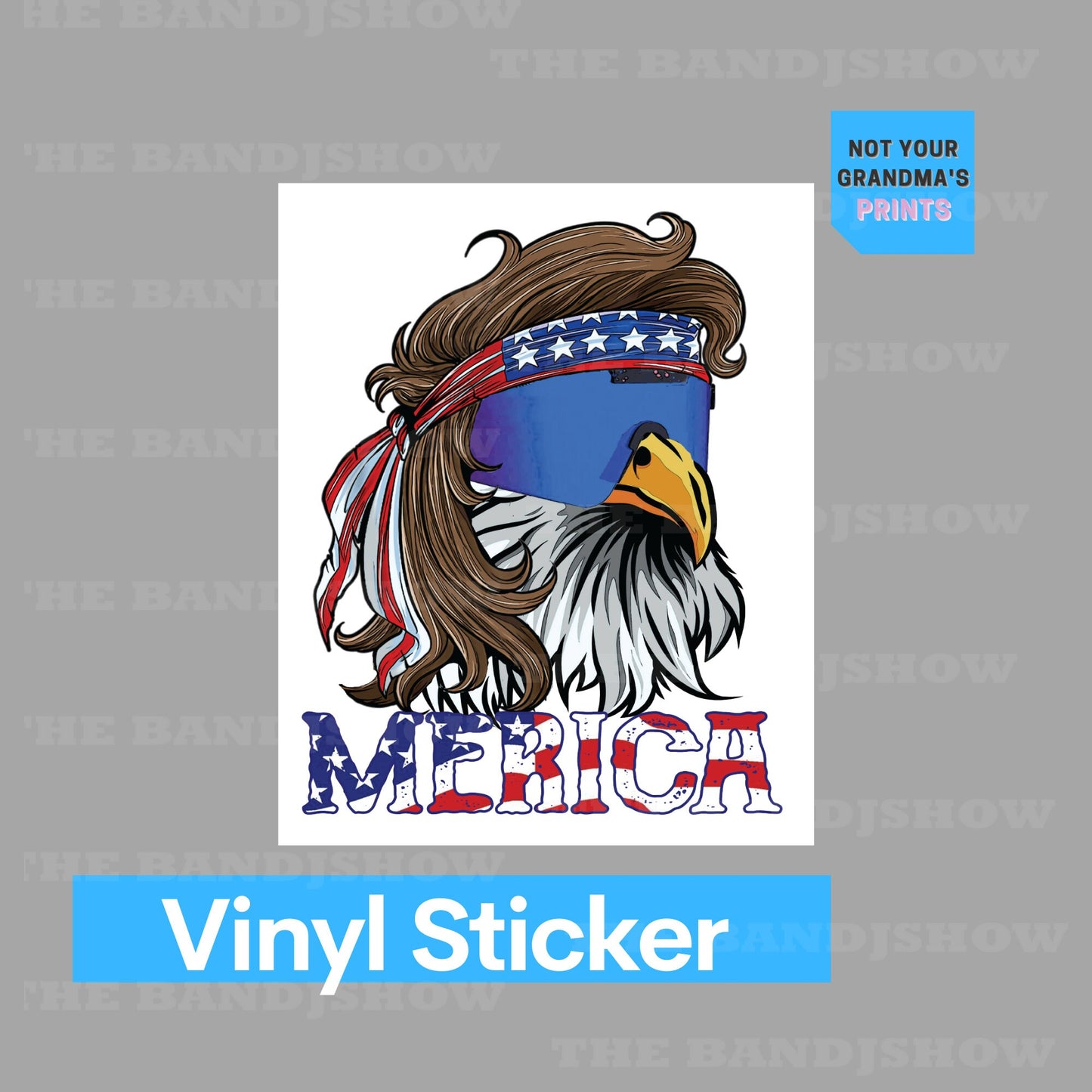 Merica Mullet Eagle - Vinyl Sticker - Decal - Windows, Laptops etc.