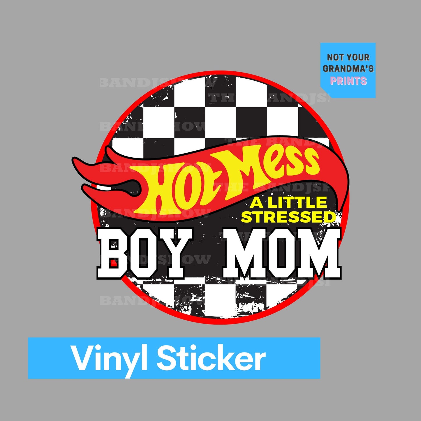 Hot Mess Boy Mom Racing - Vinyl Sticker - Decal - Windows, Laptops etc.