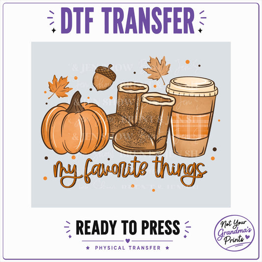 Fall Favorites DTF Transfer: Pumpkin, Boots, Coffee (Ready-to-Press)