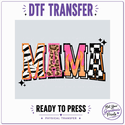Mama DTF Transfer: Mixed-Print Zebra, Leopard, Checkered (Ready-to-Press)