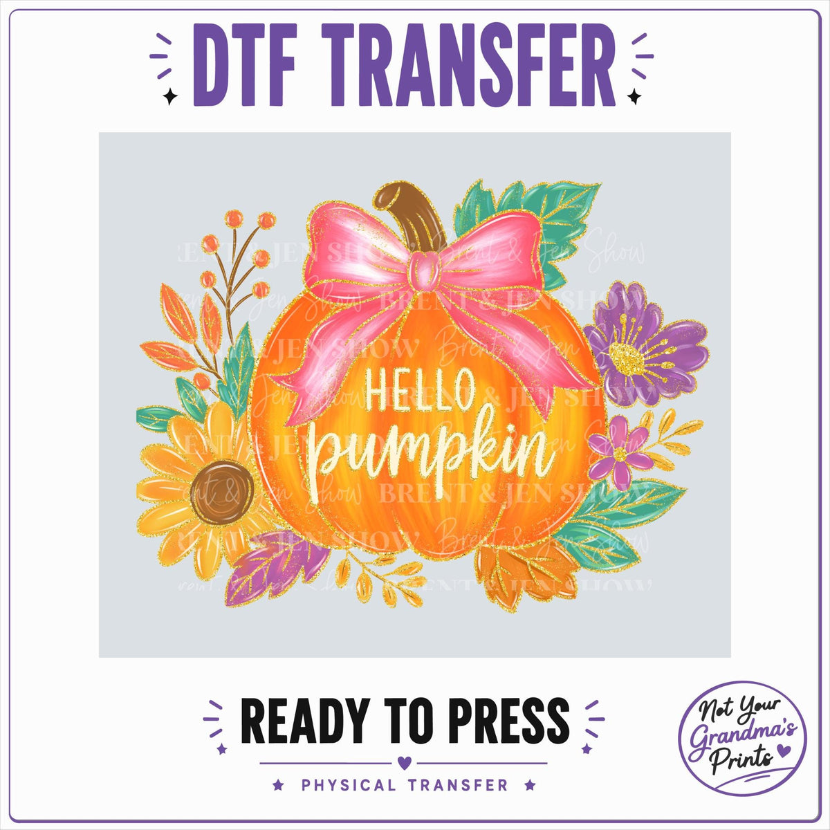 Hello Pumpkin DTF Transfer Fall Season Ready to Press