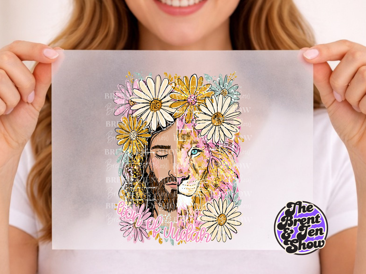Lion of Judah Daisy Floral DTF/Sublimation Transfer, Ready to Press
