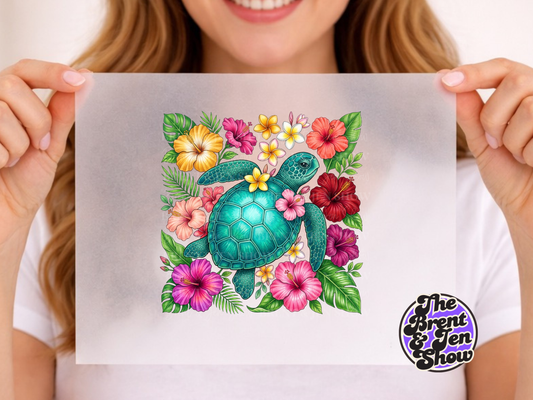 Floral Sea Turtle Transfer DTF/Sublimation