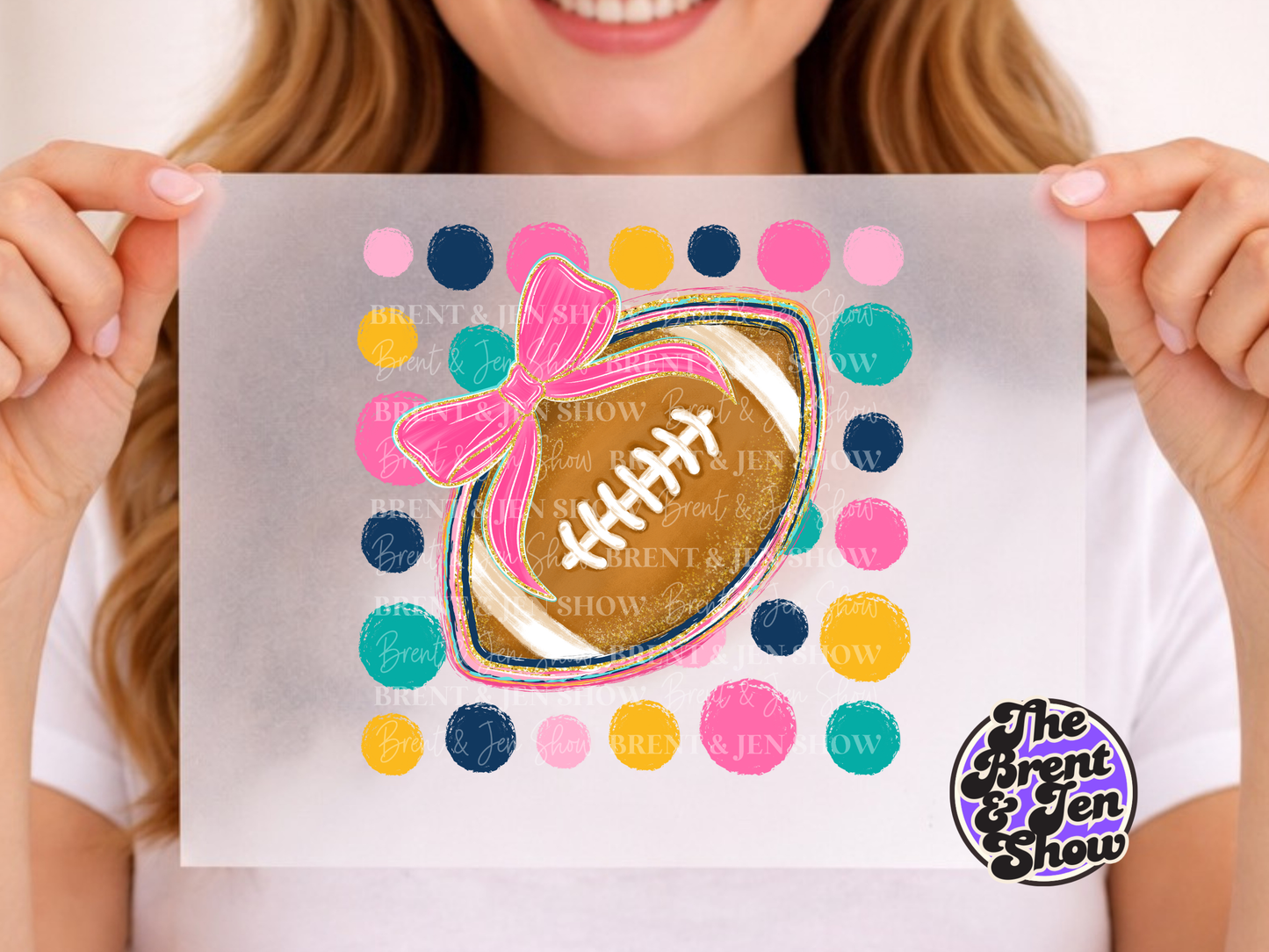 Polka dot Football Bow DTF/Sublimation Transfer, Ready to Press