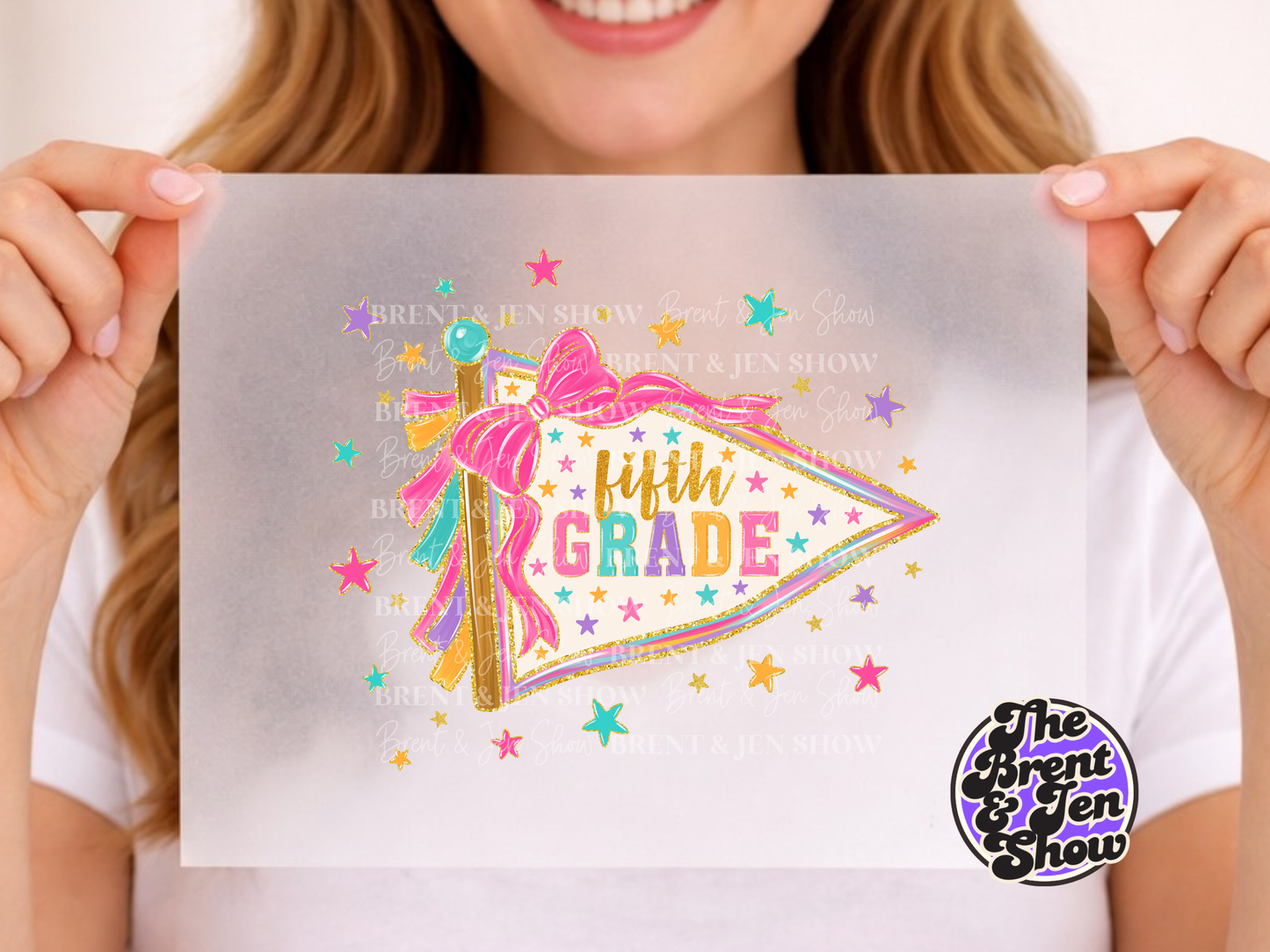 Fifth Grade Preppy Banner DTF/Sublimation Transfer, Ready to Press