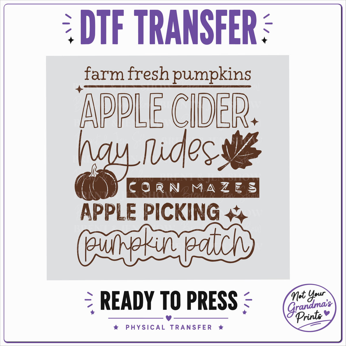 Farm Fresh Pumpkins Apple Cider DTF Transfer (Ready-to-Press)