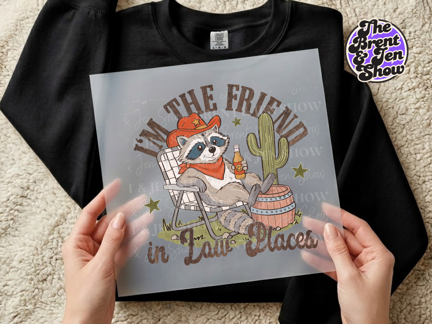 Funny Cowboy Raccoon Friend In Low Places DTF or Sublimation Transfer Ready to Press,