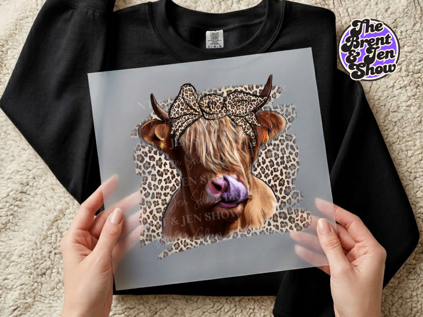 Highland Cow Cheetah Print Transfer DTF/Sublimation