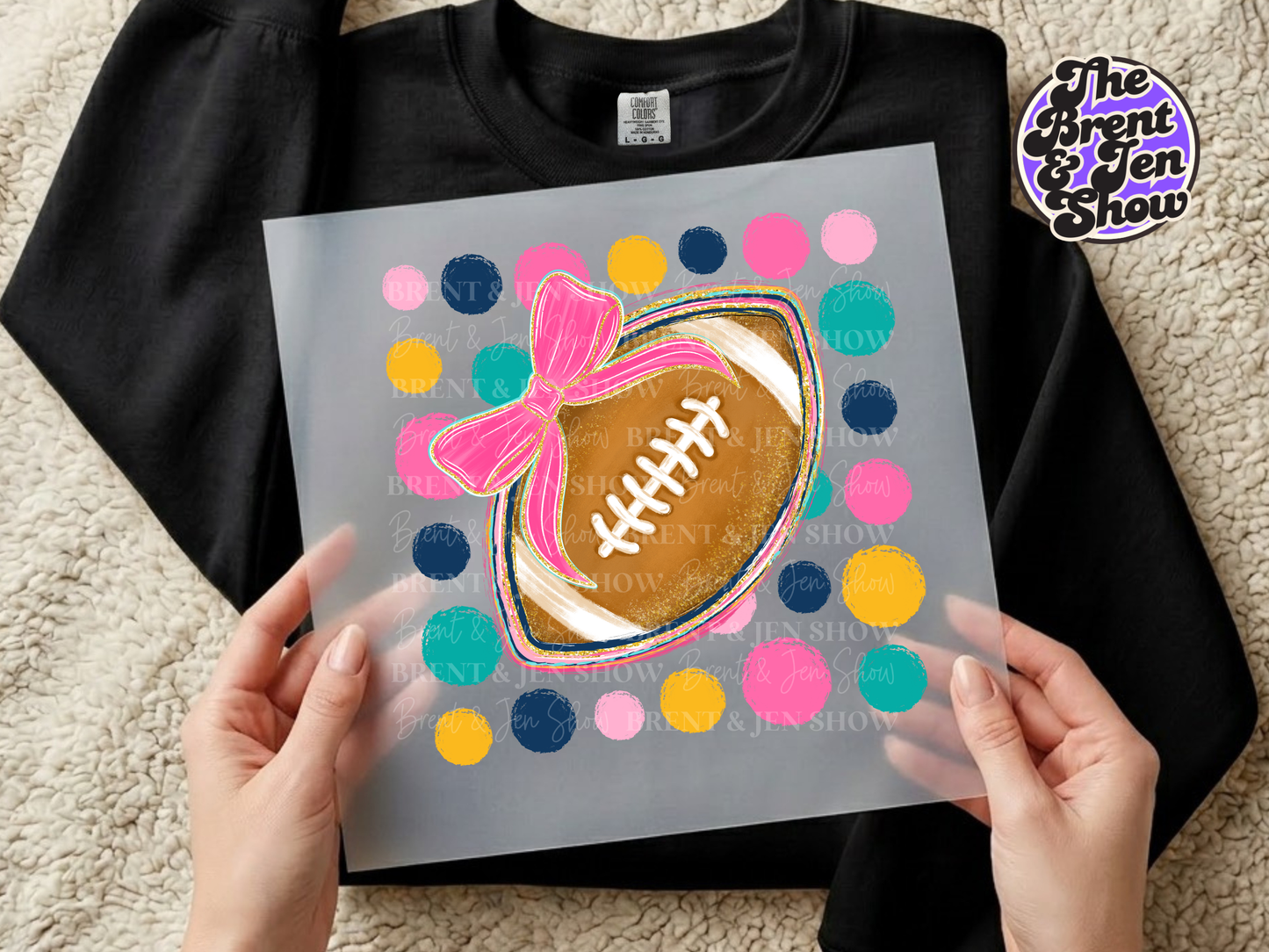 Polka dot Football Bow DTF/Sublimation Transfer, Ready to Press