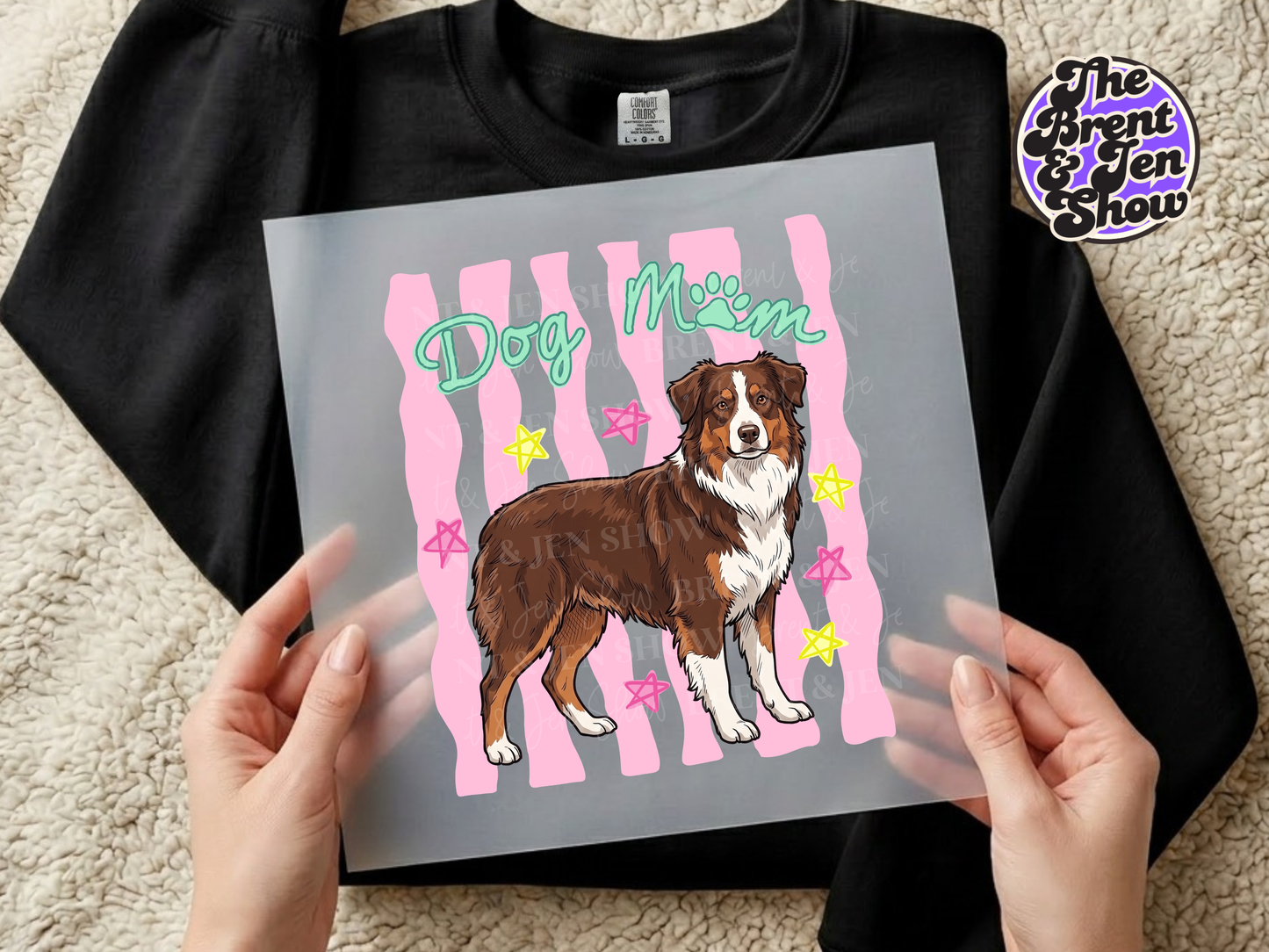 Dog Mom Australian Shepherd DTF or Sublimation Transfer (Ready-to-Press)