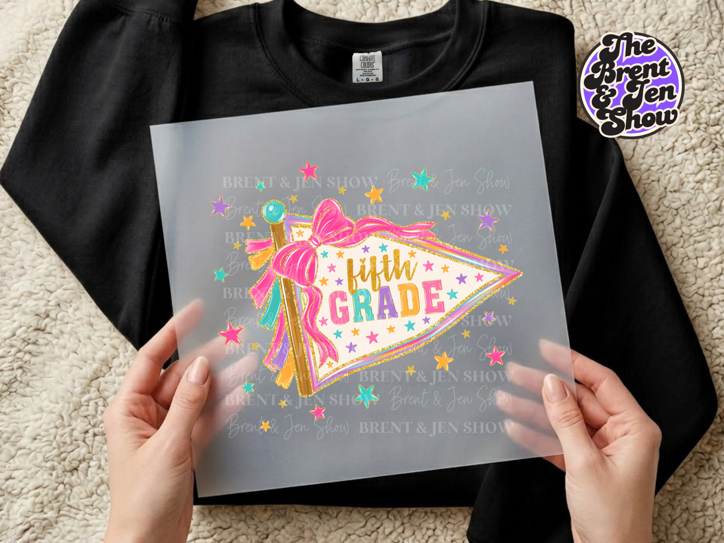 Fifth Grade Preppy Banner DTF/Sublimation Transfer, Ready to Press